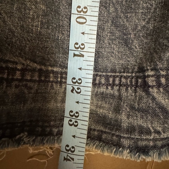 NEW! FREE PEOPLE Kenny Blue Denim Mini Dress Baby Doll Fray Edge Boho SZ MED NWT - Picture 7 of 14